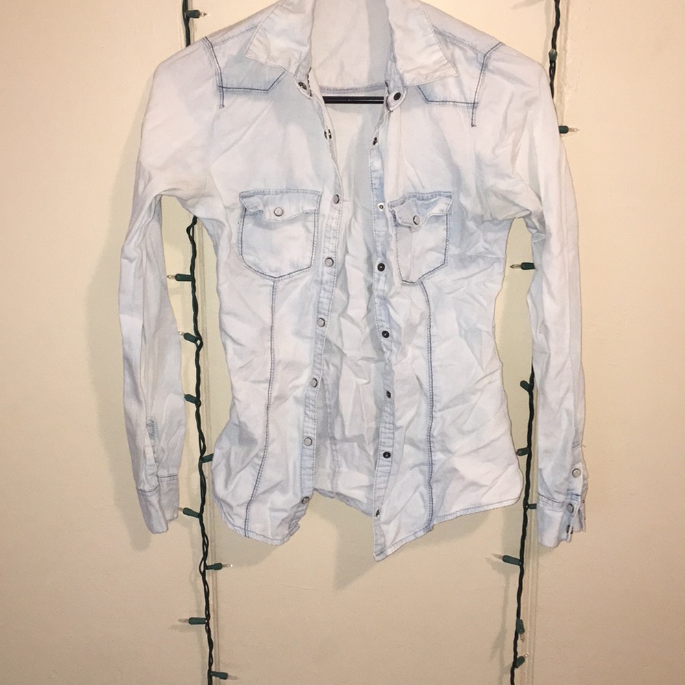 Faux denim button up